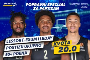 Popravni za Partizan, popravni za AdmiralBet - opet kvota 20!